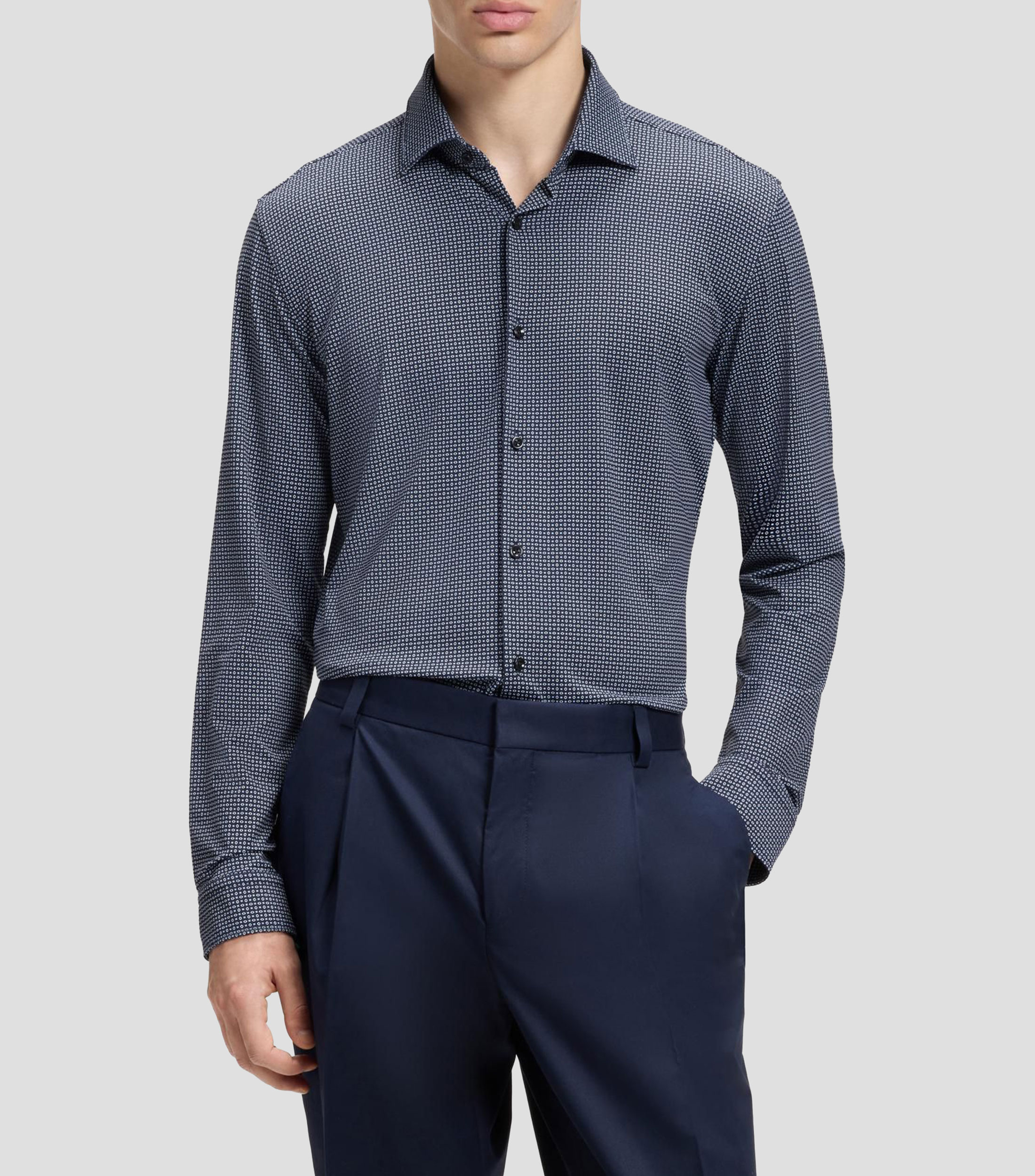 Camisa microdiseño manga larga Hombre